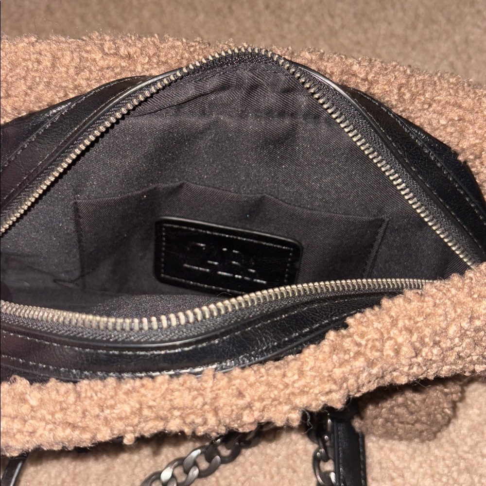 Black & Brown Women's Bag from Zara shearling border faux leather purse. - Picture 3 of 3